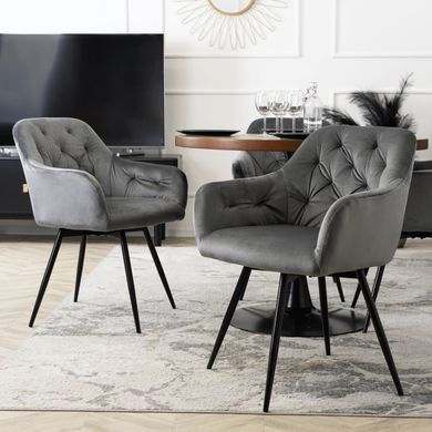 Стілець поворотний оксамитовий MEBEL ELITE IDA Velvet Сірий фотографія