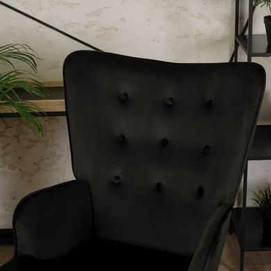 Крісло м'яке оксамитове з підставкою для ніг MEBEL ELITE LOZANO Velvet Чорний фотографія
