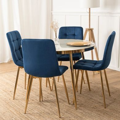Стілець оксамитовий MEBEL ELITE YORK Velvet, Синій / Золотий фотографія
