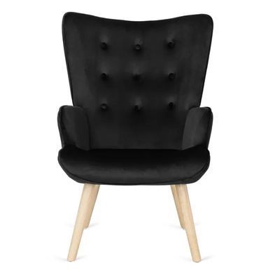 Крісло м'яке оксамитове з підставкою для ніг MEBEL ELITE LOZANO Velvet Чорний фотографія