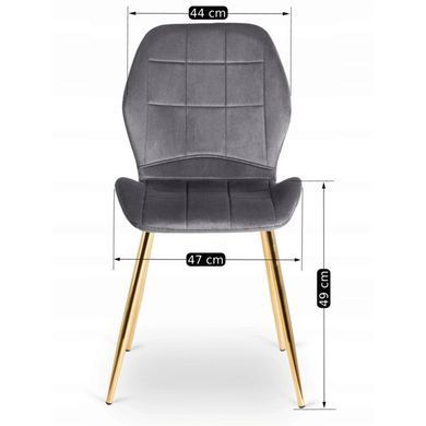 Комплект стіл MEBEL ELITE TINGA 100х100 см Чорний/золото +4 стільці IRYS Velvet Сірий/золото фотографія