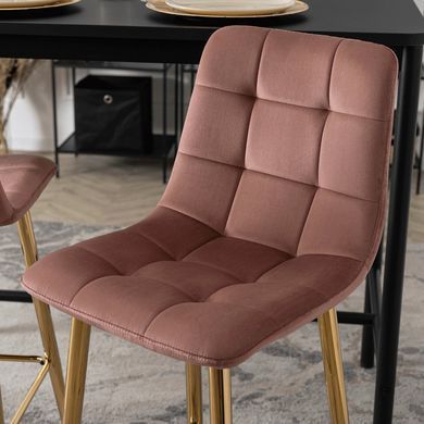 Барний стілець оксамитовий MEBEL ELITE ARIEL Velvet Рожевий / Золотий фотографія