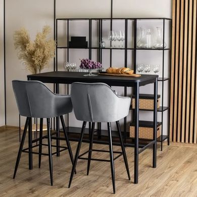 Барний стілець оксамитовий MEBEL ELITE SALEM Velvet сірий / чорний фотографія