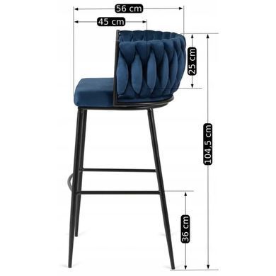 Барний стілець оксамитовий MEBEL ELITE FLORES Velvet темно-синій / чорний фотографія