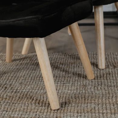 Крісло м'яке оксамитове з підставкою для ніг MEBEL ELITE LOZANO Velvet Чорний фотографія