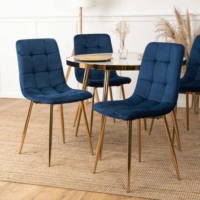 Стілець оксамитовий MEBEL ELITE YORK Velvet, Синій / Золотий фотографія