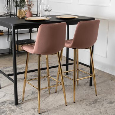 Барний стілець оксамитовий MEBEL ELITE ARIEL Velvet Рожевий / Золотий фотографія