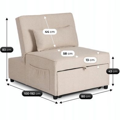 Крісло розкладне MEBEL ELITE IBERIS Беж фотографія