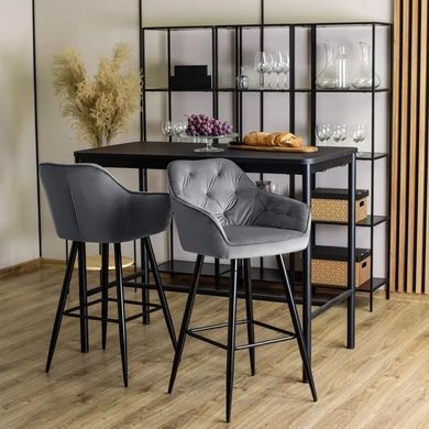 Барний стілець оксамитовий MEBEL ELITE SALEM Velvet сірий / чорний фотографія