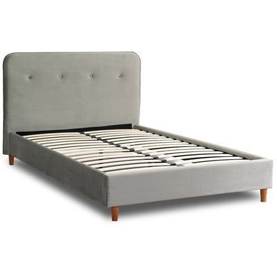 Кровать двуспальная бархатная MEBEL ELITE DENNIS Velvet 120x200 Светло Серый фотография