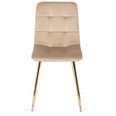 Стілець оксамитовий MEBEL ELITE YORK Velvet, Кремовий / Золотий фотографія