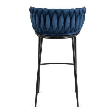 Барний стілець оксамитовий MEBEL ELITE FLORES Velvet темно-синій / чорний фотографія