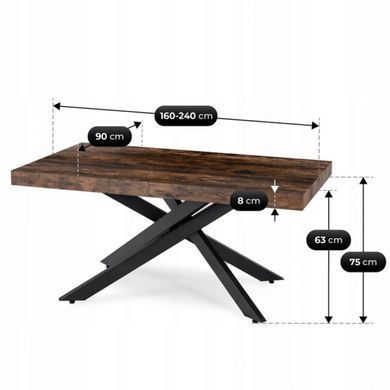Стол раскладной MEBEL ELITE HAMPTON 160(240)х90 см Дуб рустик фотография