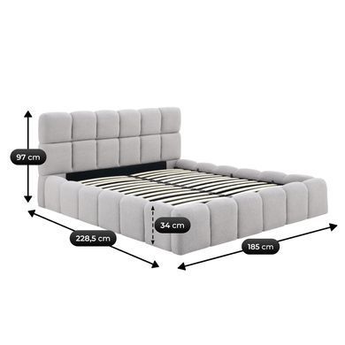 Ліжко двоспальне MEBEL ELITE MURACJA 160x200 см Сірий Букле фотографія