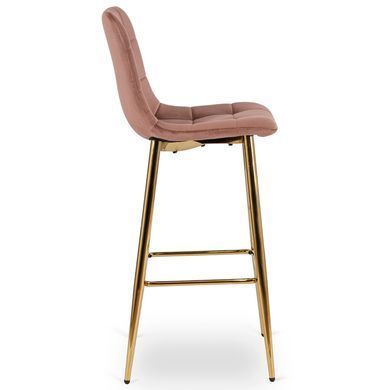 Барний стілець оксамитовий MEBEL ELITE ARIEL Velvet Рожевий / Золотий фотографія