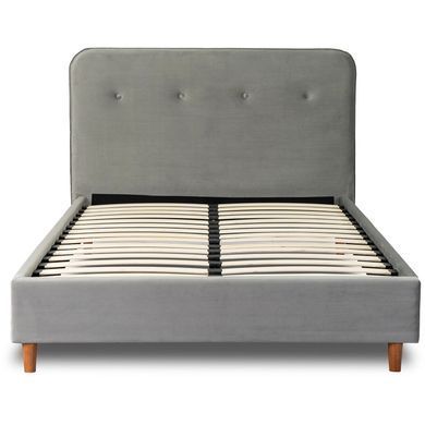 Кровать двуспальная бархатная MEBEL ELITE DENNIS Velvet 120x200 Светло Серый фотография