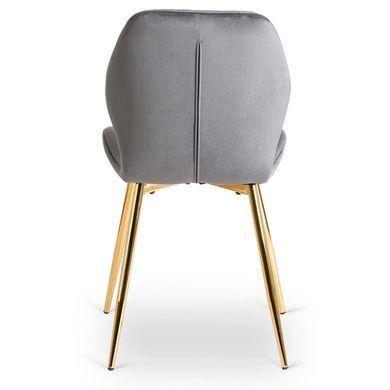 Комплект стіл MEBEL ELITE TINGA 100х100 см Чорний/золото +4 стільці IRYS Velvet Сірий/золото фотографія