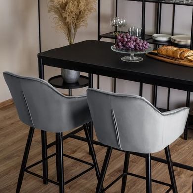 Барний стілець оксамитовий MEBEL ELITE SALEM Velvet сірий / чорний фотографія