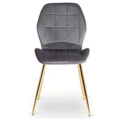 Комплект стіл MEBEL ELITE TINGA 100х100 см Чорний/золото +4 стільці IRYS Velvet Сірий/золото фотографія