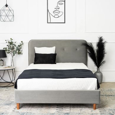 Кровать двуспальная бархатная MEBEL ELITE DENNIS Velvet 120x200 Светло Серый фотография