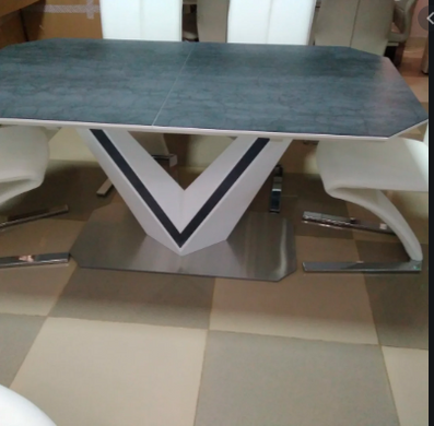 Стіл Обідній VALERIO CERAMIC Signal 160(220)X90 Сірий / Білий фотографія