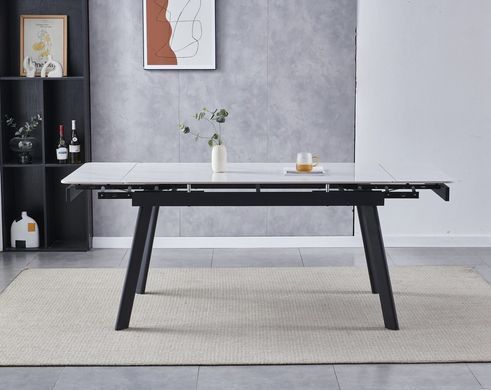 Стіл розкладний OSLO CERAMIC Intarsio 120(180)*80 Білий Глянець Чорний фотографія