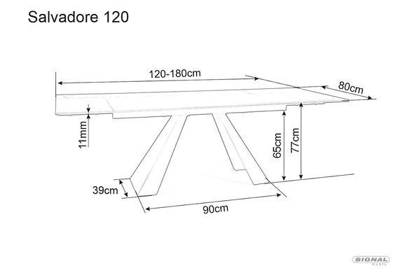 Стіл Розкладний SALVADORE 120(180)x80 Signal Чорний Мат фотографія