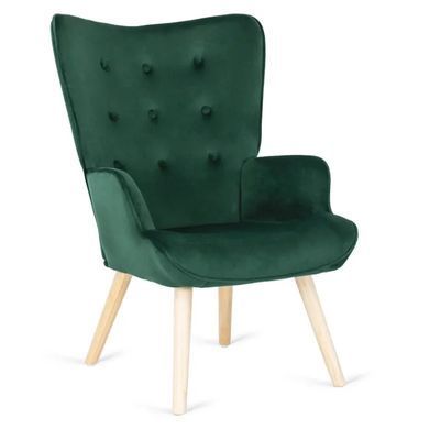 Кресло мягкое бархатное с подставкой для ног MEBEL ELITE LOZANO Velvet Зеленый фотография