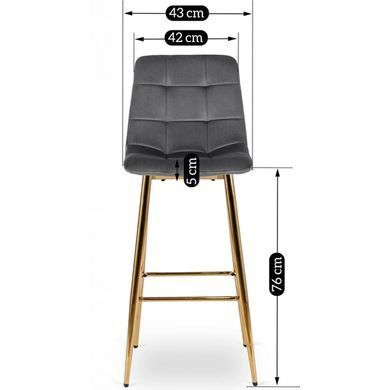 Барный стул бархатный MEBEL ELITE ARIEL Velvet Серый / Золотой фотография