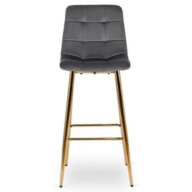 Барный стул бархатный MEBEL ELITE ARIEL Velvet Серый / Золотой фотография