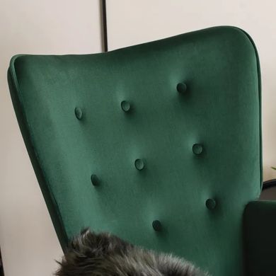 Кресло мягкое бархатное с подставкой для ног MEBEL ELITE LOZANO Velvet Зеленый фотография