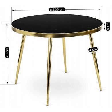 Комплект стіл MEBEL ELITE TINGA 100х100 см Чорний/золото +4 стільці LUCKY Velvet Рожевий/золото фотографія