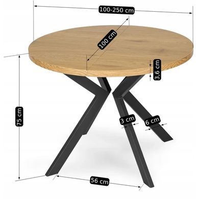 Стол раскладной круглый MEBEL ELITE LUKAS 100(250)х100 см Золотой дуб фотография