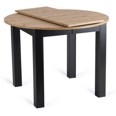 Комплект стіл розкладний MEBEL ELITE HARRY 102(142)х102 см Дуб Артизан/ Чорний +4 стільці PERU Сірий фотографія