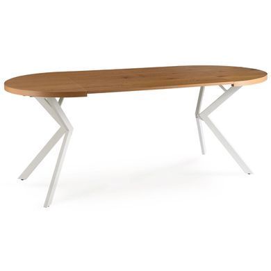 Стіл розкладний круглий MEBEL ELITE DORIAN 80(160)х80 см Дуб золотиий/білий фотографія