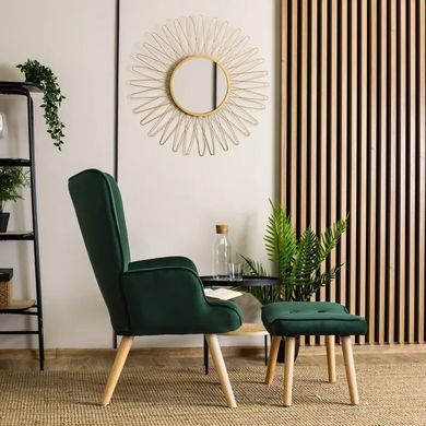 Кресло мягкое бархатное с подставкой для ног MEBEL ELITE LOZANO Velvet Зеленый фотография
