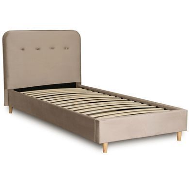 Ліжко оксамитове MEBEL ELITE DENNIS Velvet 90x200 Беж фотографія