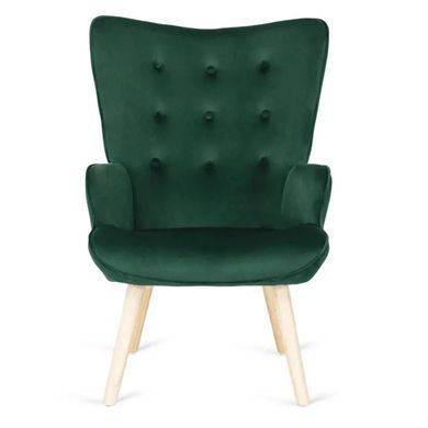 Кресло мягкое бархатное с подставкой для ног MEBEL ELITE LOZANO Velvet Зеленый фотография