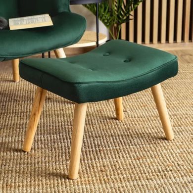 Кресло мягкое бархатное с подставкой для ног MEBEL ELITE LOZANO Velvet Зеленый фотография