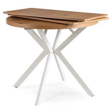 Стіл розкладний круглий MEBEL ELITE DORIAN 80(160)х80 см Дуб золотиий/білий фотографія