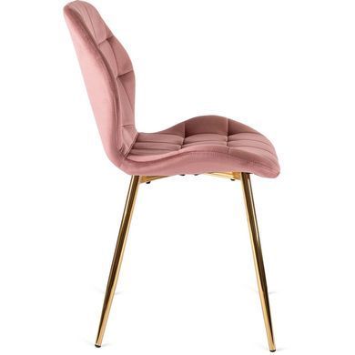 Комплект стіл MEBEL ELITE TINGA 100х100 см Чорний/золото +4 стільці LUCKY Velvet Рожевий/золото фотографія