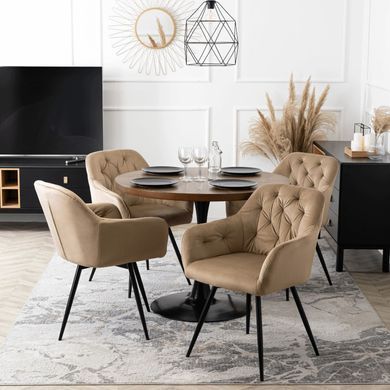Стілець поворотний оксамитовий MEBEL ELITE IDA Velvet Беж фотографія