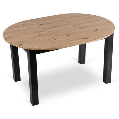 Комплект стіл розкладний MEBEL ELITE HARRY 102(142)х102 см Дуб Артизан/ Чорний +4 стільці PERU Сірий фотографія