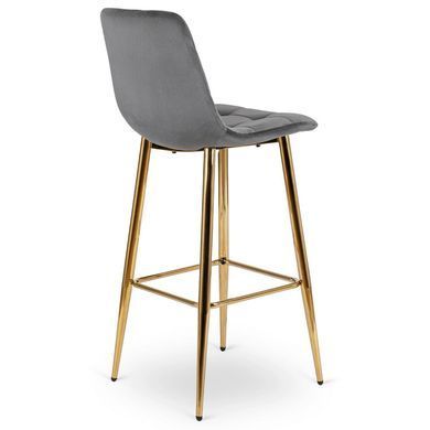 Барный стул бархатный MEBEL ELITE ARIEL Velvet Серый / Золотой фотография
