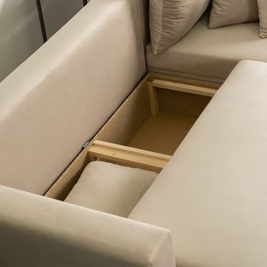 Кутовий диван оксамитовий MEBEL ELITE MARKUS Velvet 238 см Бежевий (правий) фотографія