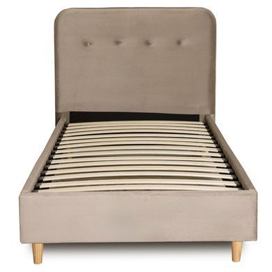 Ліжко оксамитове MEBEL ELITE DENNIS Velvet 90x200 Беж фотографія
