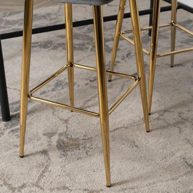 Барный стул бархатный MEBEL ELITE ARIEL Velvet Серый / Золотой фотография
