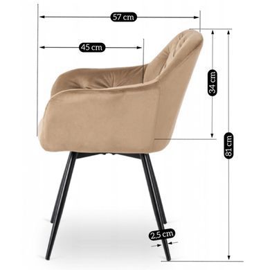 Стілець поворотний оксамитовий MEBEL ELITE IDA Velvet Беж фотографія