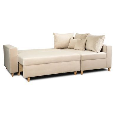 Кутовий диван оксамитовий MEBEL ELITE MARKUS Velvet 238 см Бежевий (правий) фотографія