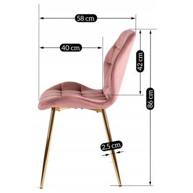 Комплект стіл MEBEL ELITE TINGA 100х100 см Чорний/золото +4 стільці LUCKY Velvet Рожевий/золото фотографія